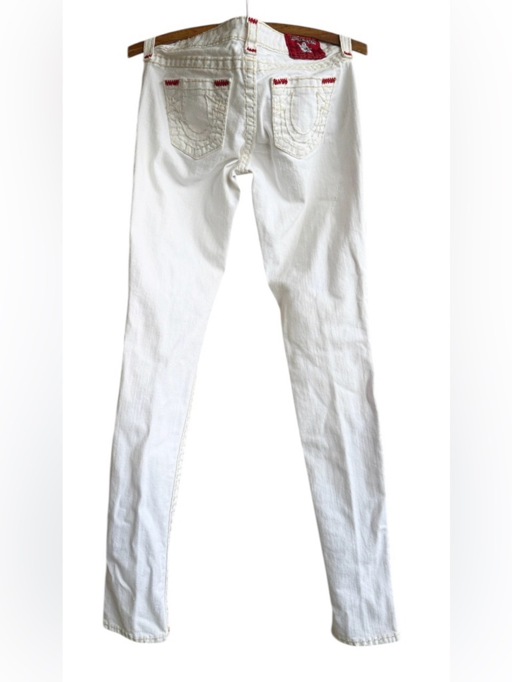 Y2K True Religion White Denim with Red Contrast Stitching